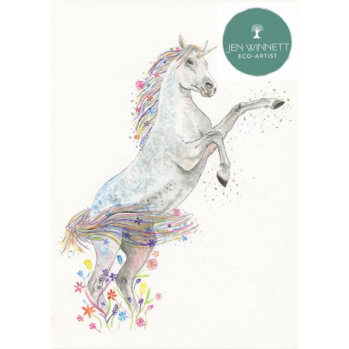 Jen Winnett Eco Artist - Wholesale Art Print - Unicorn Signed Watercolour Art Animal Print | By Jen Winnett