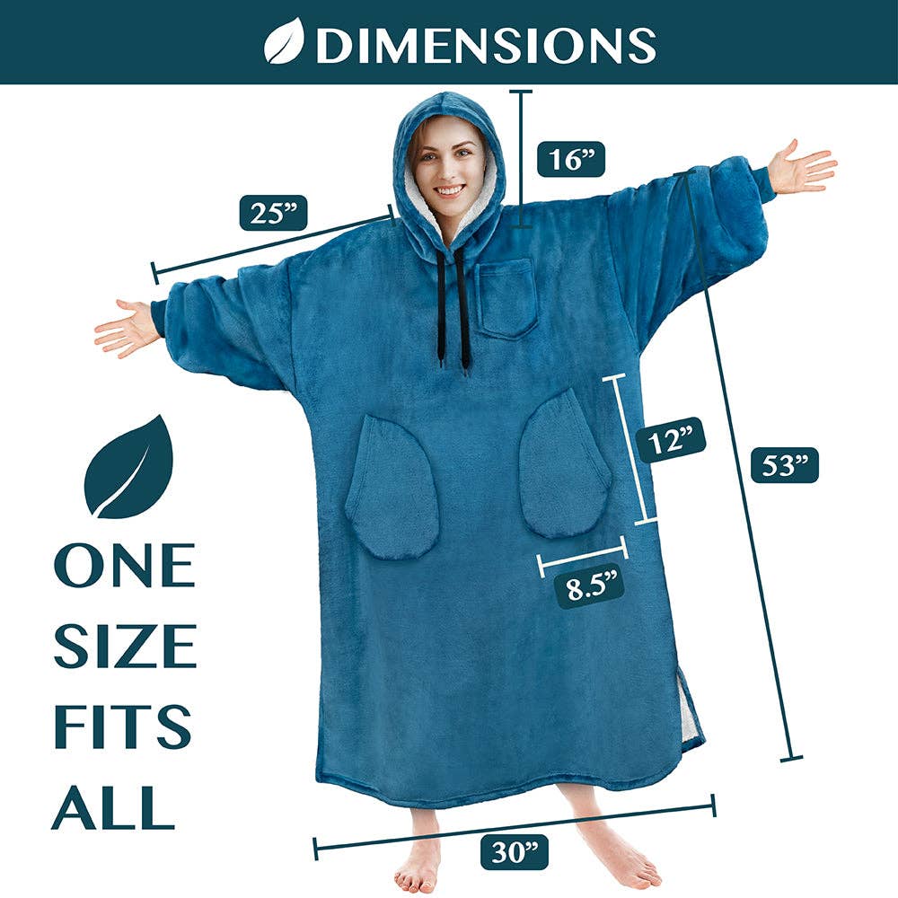 Pavilia - Wholesale Hoodie - Women's - Chest Pocket Sherpa Hoodie Blanket - Patch Pocket (Regular / Long)155