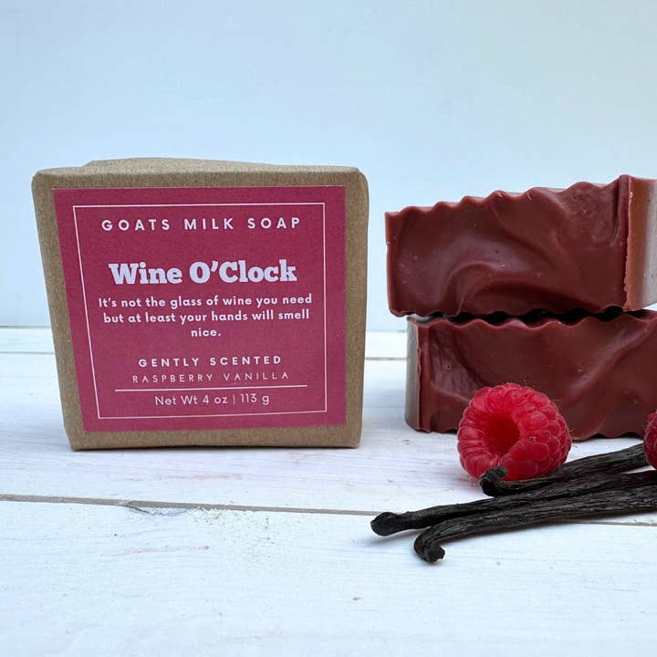 Raspberry Vanilla | Funny soap | snarky humor | Wine O'Clock for wholesale by Falcone Farm