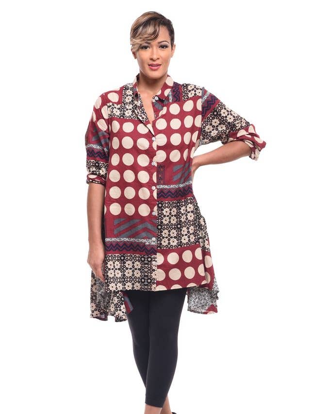 CV224 Gigi in Wine Potpourri* for wholesale by Tulip Clothing