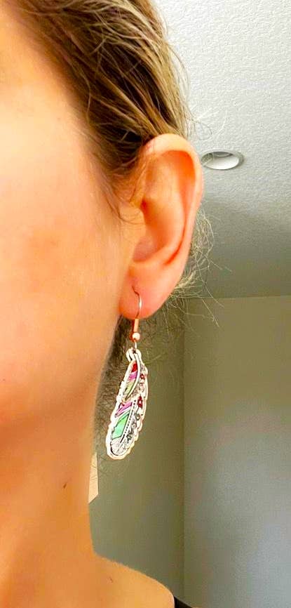COPPER ARTS INC. - Wholesale Dangle Earrings - CA YM 01 Double Feather Copper Earrings YM-012