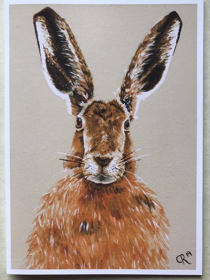 5x7" Hare card, cellophane wrapped for wholesale by CatRogersArt