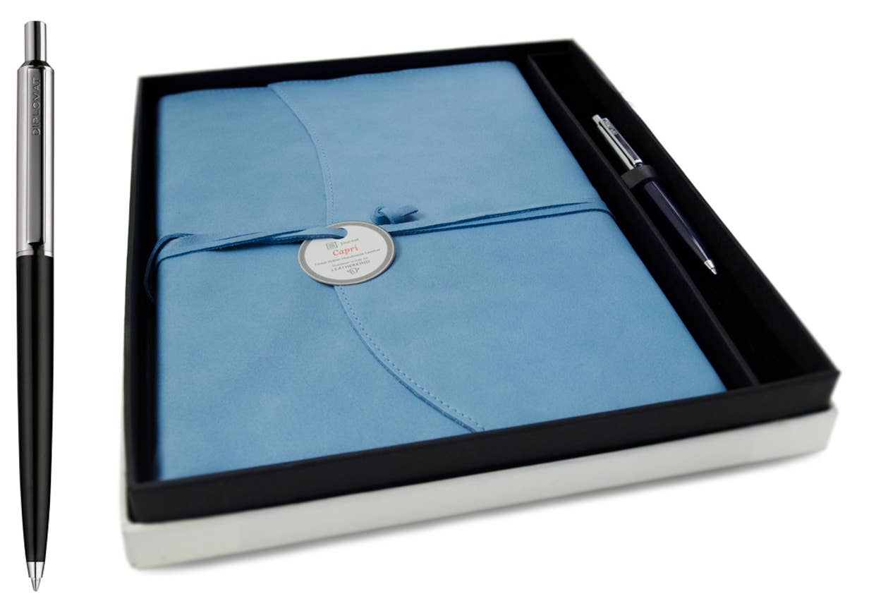 Creatico – Großhandel Tagebuch – Leatherkind Capri Notizbuch, A4, nachfüllbar, Geschenkset mit Stift24