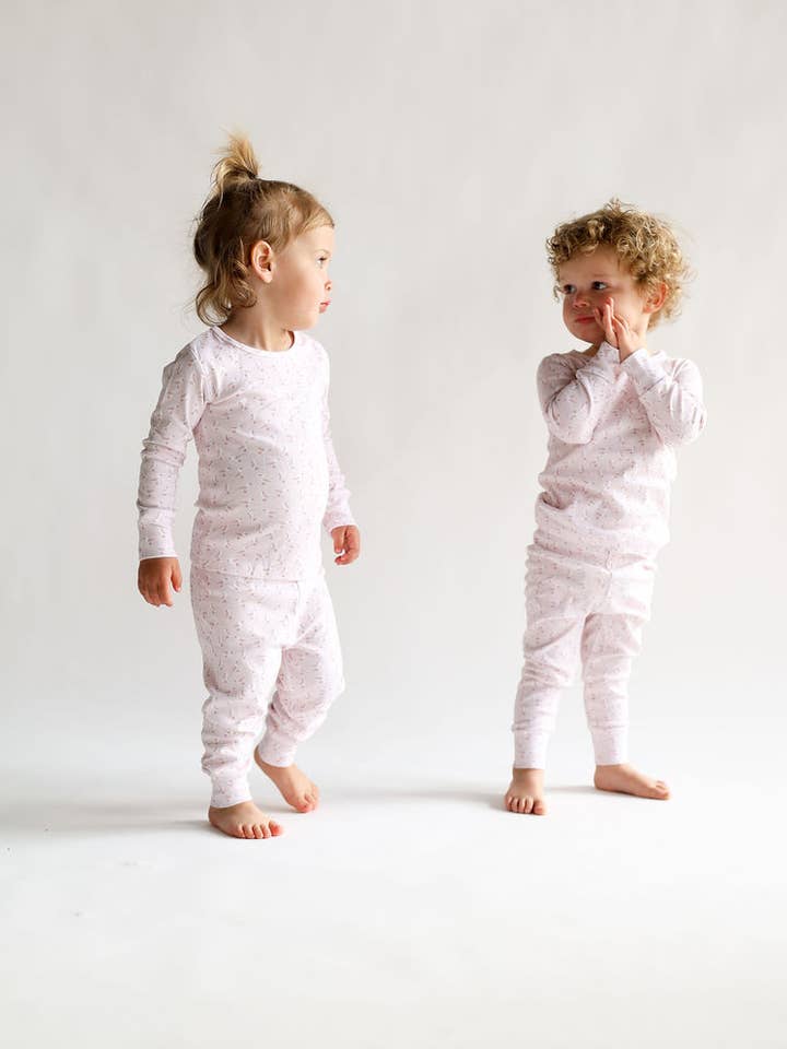 Gaia Baby Goods - Vente Haut et bas de pyjama – enfant - Pyjama bébé / tout-petit en coton bio imprimé mouettes de plage