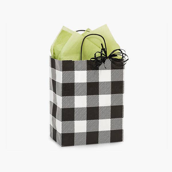 Nashville Wraps - Wholesale Gift Bag - Buffalo Plaid Black Paper Retail Gift Bags1