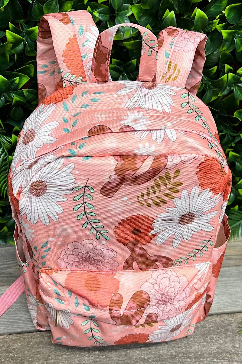 Kids Charm Online - Wholesale Backpack - Kids - FLORAL CACTUS/CORAL PRINTED SMALL SIZE BACKPACK.3