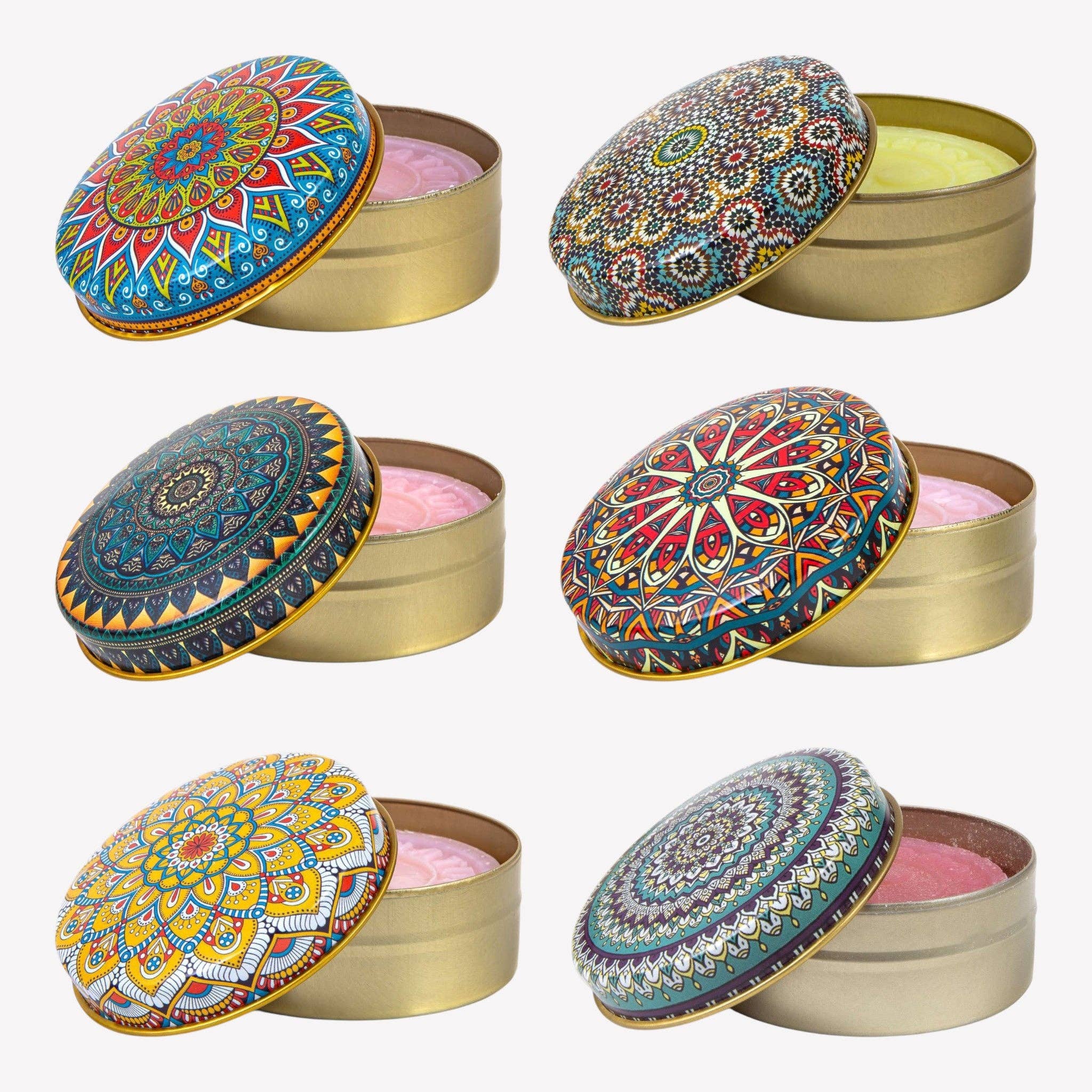 cotonIQ - Wholesale Bar Soap - Natural olive oil soap in decorative tin - Set of 6 - Mandala - Scent mix0