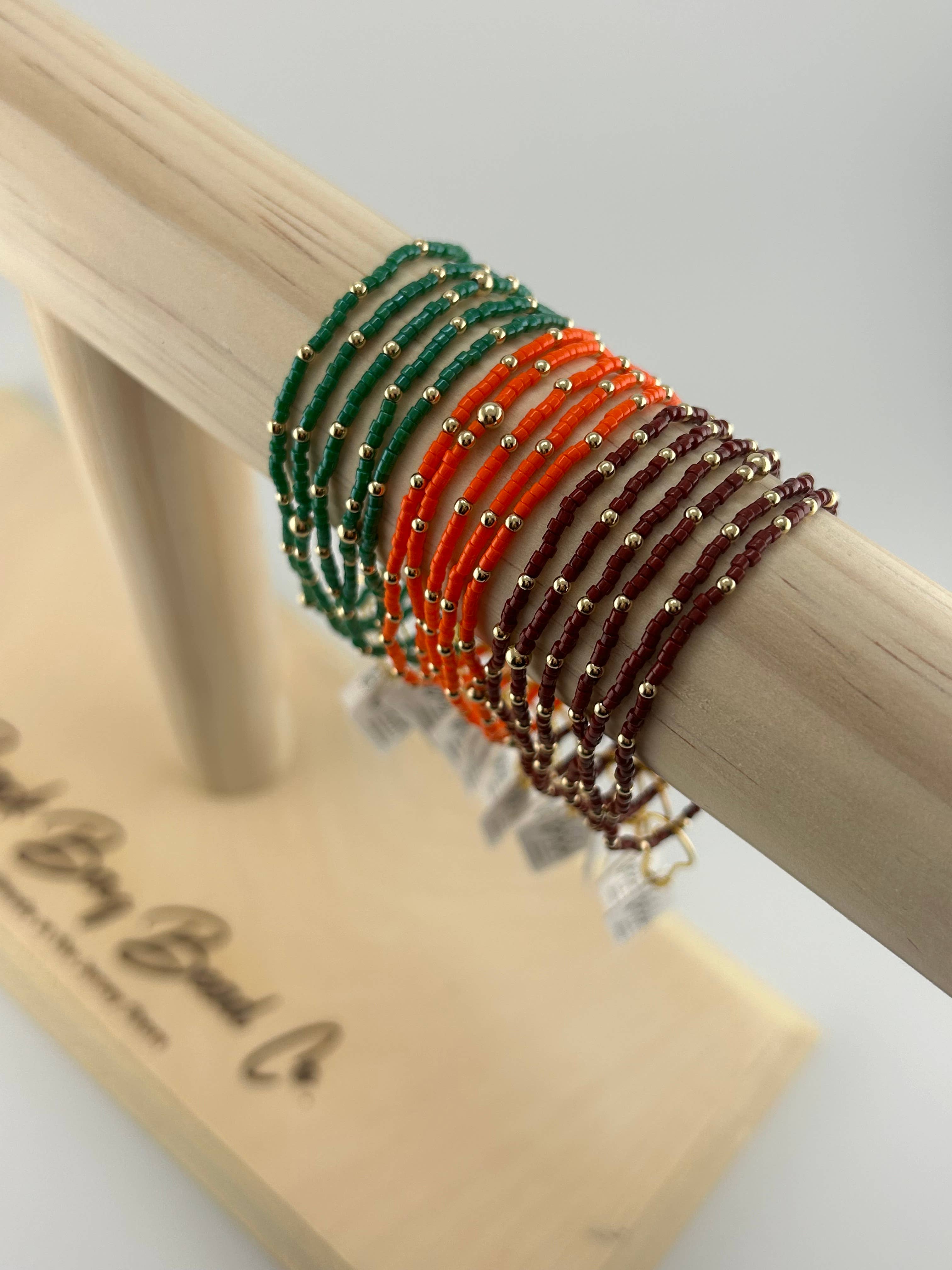 Back Bay Bead Company - Wholesale Beaded Bracelet - Game Day Bracelets Beaded Sports Team Solid Color Dainty2