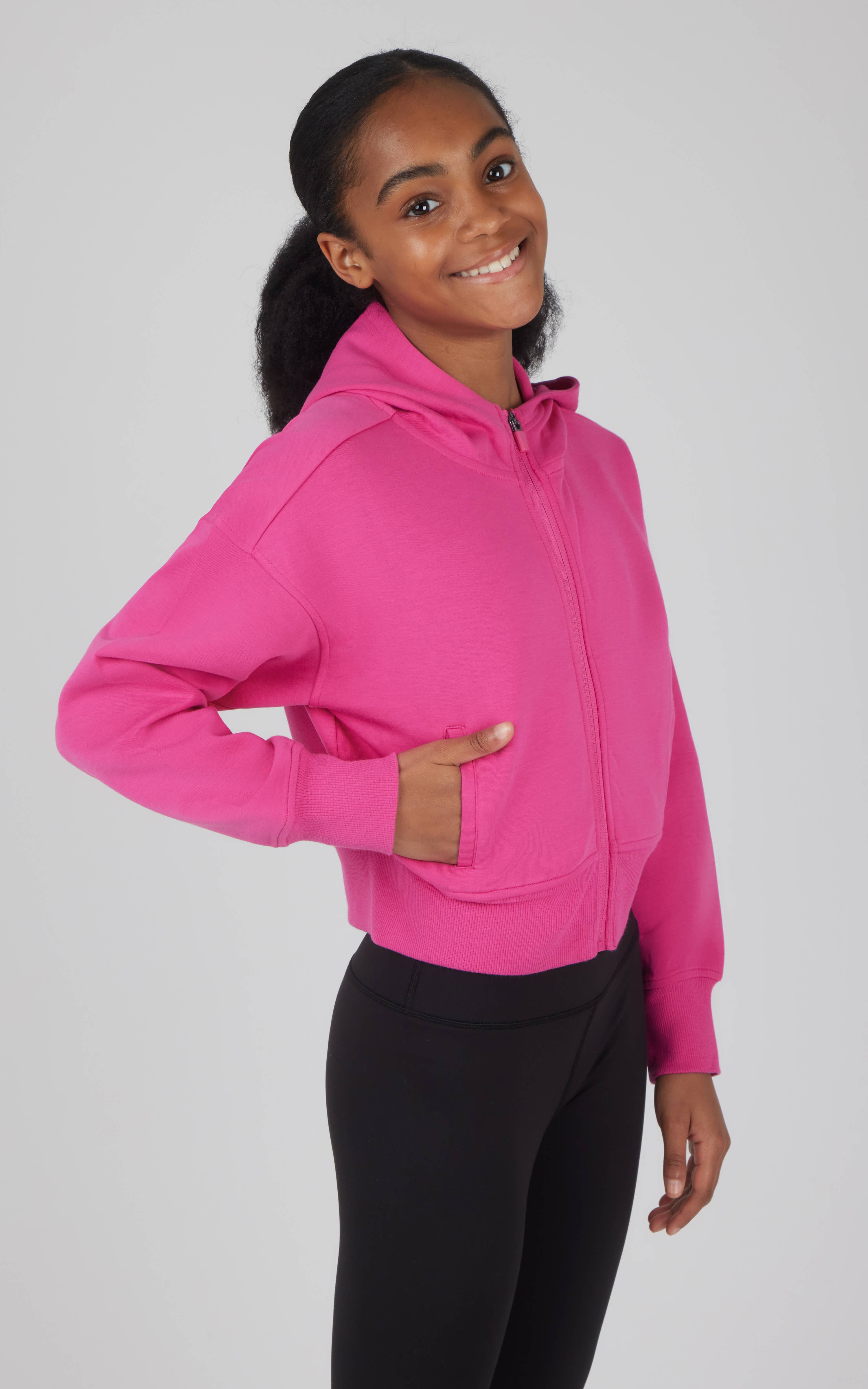 90 Degree by Reflex & Yogalicious - Wholesale Jacket - Kids - Girls Scuba Full Zip Everyday Hoodie Jacket7