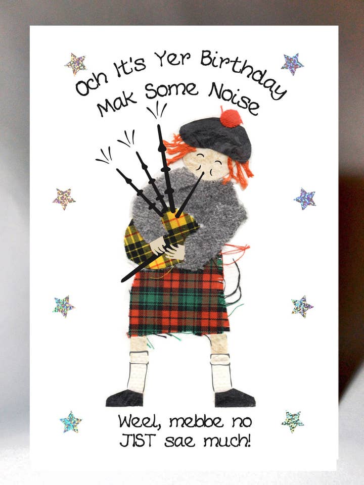 Cartão de Aniversário de Gaiteiro Escocês por atacado de Wee Wishes