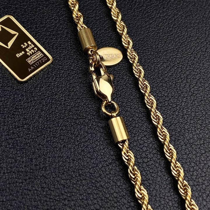 CERES Fine Jewelry - Wholesale Link & Chain Necklace - 18k Gold 3mm Rope Chain