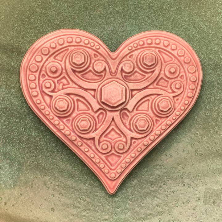 Urban Heart Tile - Steampunk Industrial Raised Relief Art for wholesale by Whistling Frog Tile Inc.