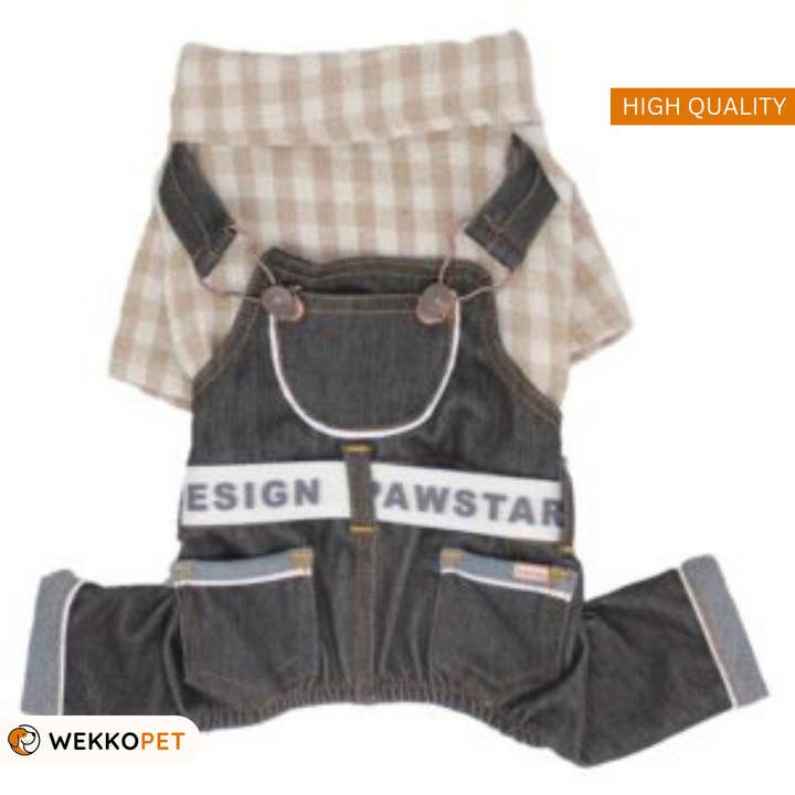 (SET AV 5) Högkvalitativ - Brown Scotch Plaid Gardener - Jump Suit Perfect Dog Lover Gift - WEKKOPET för wholesale av WEKKOPET