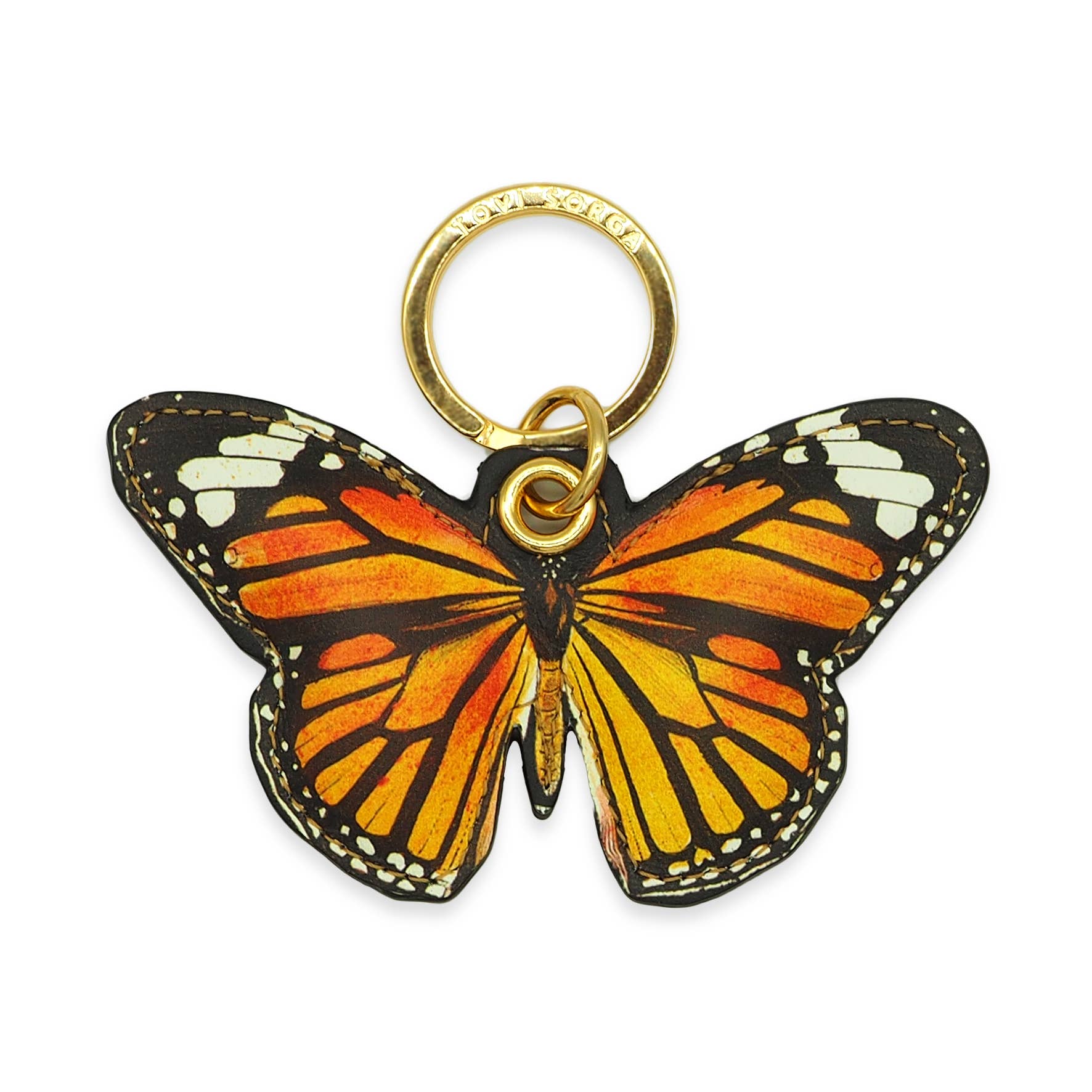 'Alkemest – wholesale Nyckelringar - Dam – Monarch fjäril nyckelring - tryckt äkta läder1
