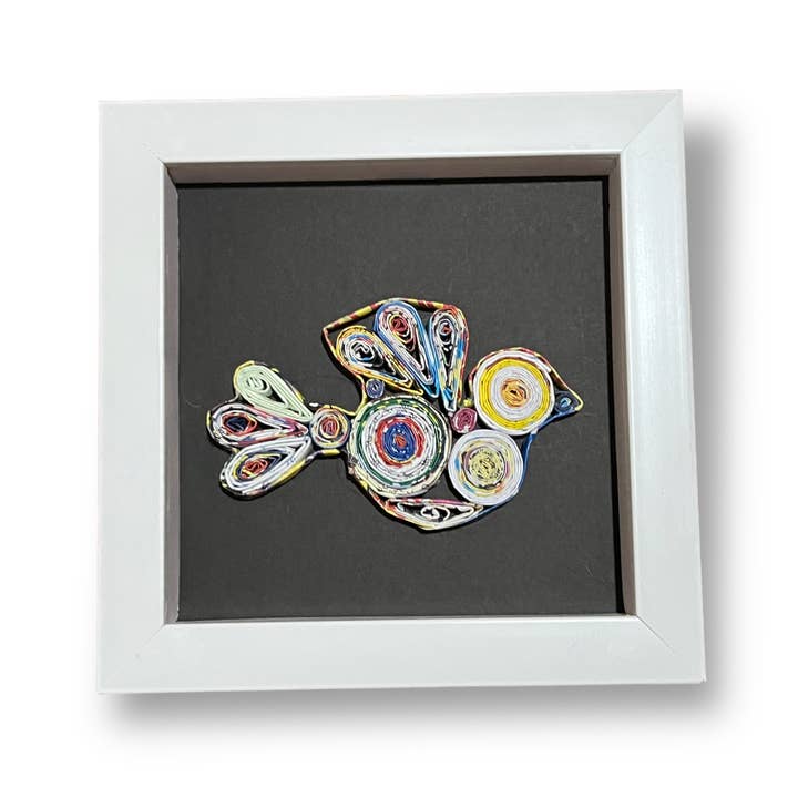 Loving Nature - Wholesale Wall Accent - Shadow Box Dove Ornament Handmade from Recycled Magazine2