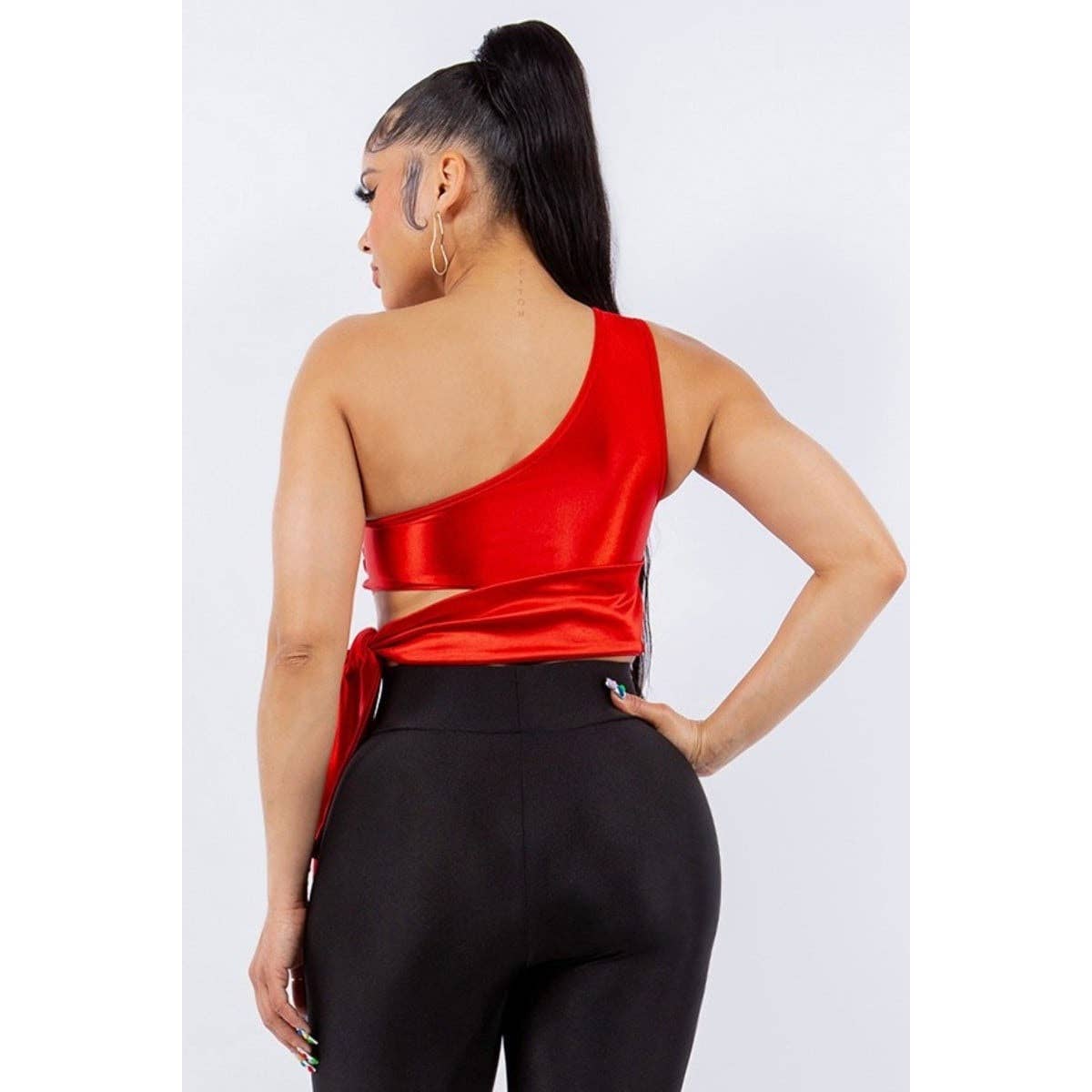 Esmeray Clothing - Wholesale Blouse - Women's - Sculpted Elegance One-Shoulder Crop Top3
