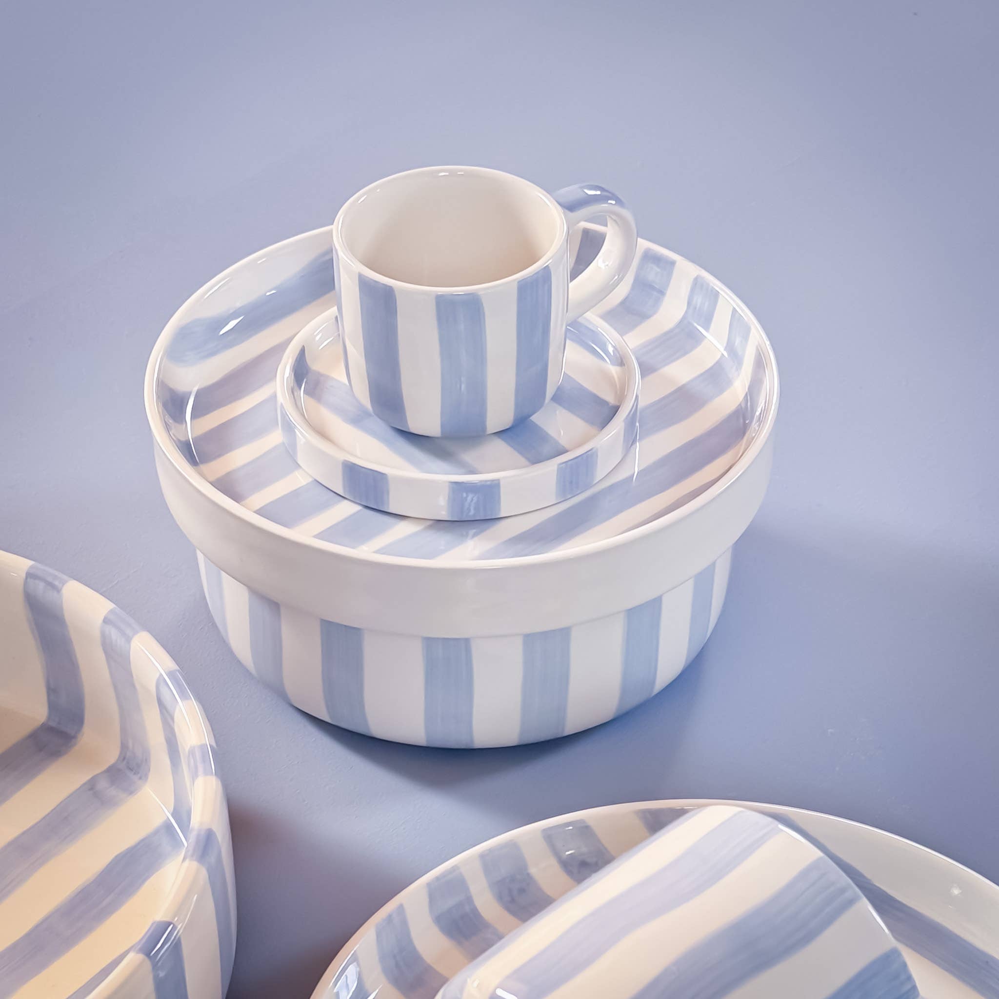 Magazin Minori - Wholesale Coffee/Tea Cup - Espresso Stripes - morning azzurro (set of 2 - 4 pieces)2