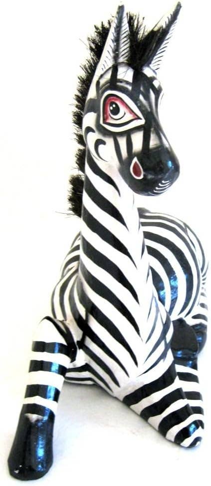 OMA - Eclectic Home - Wholesale Sculpture - Large Zebra Statue Laying Sitting Down Wood Safari Decor1