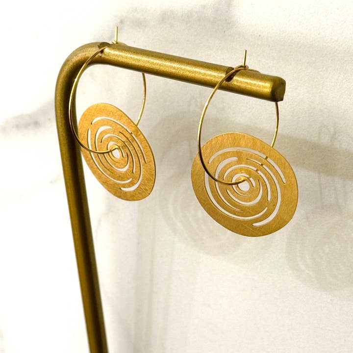 Cassette Barcelona - Wholesale Hoop Earrings - Hypnotic Brushed Gold Hoop Earrings 0