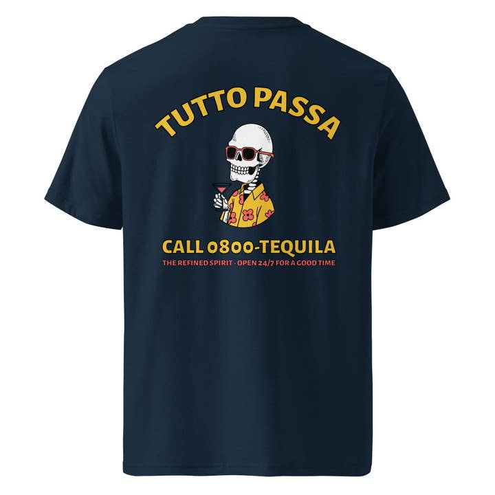 The Refined Spirit - Wholesale Screen Printed T-Shirt - Unisex - Call 0800-Tequila - Organic T-Shirt