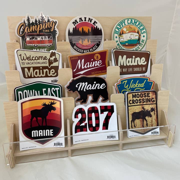RetroPlanet - Wholesale Retailer Display Stand/Case - 12-Pocket Wooden Countertop Display For Die Cut Stickers1
