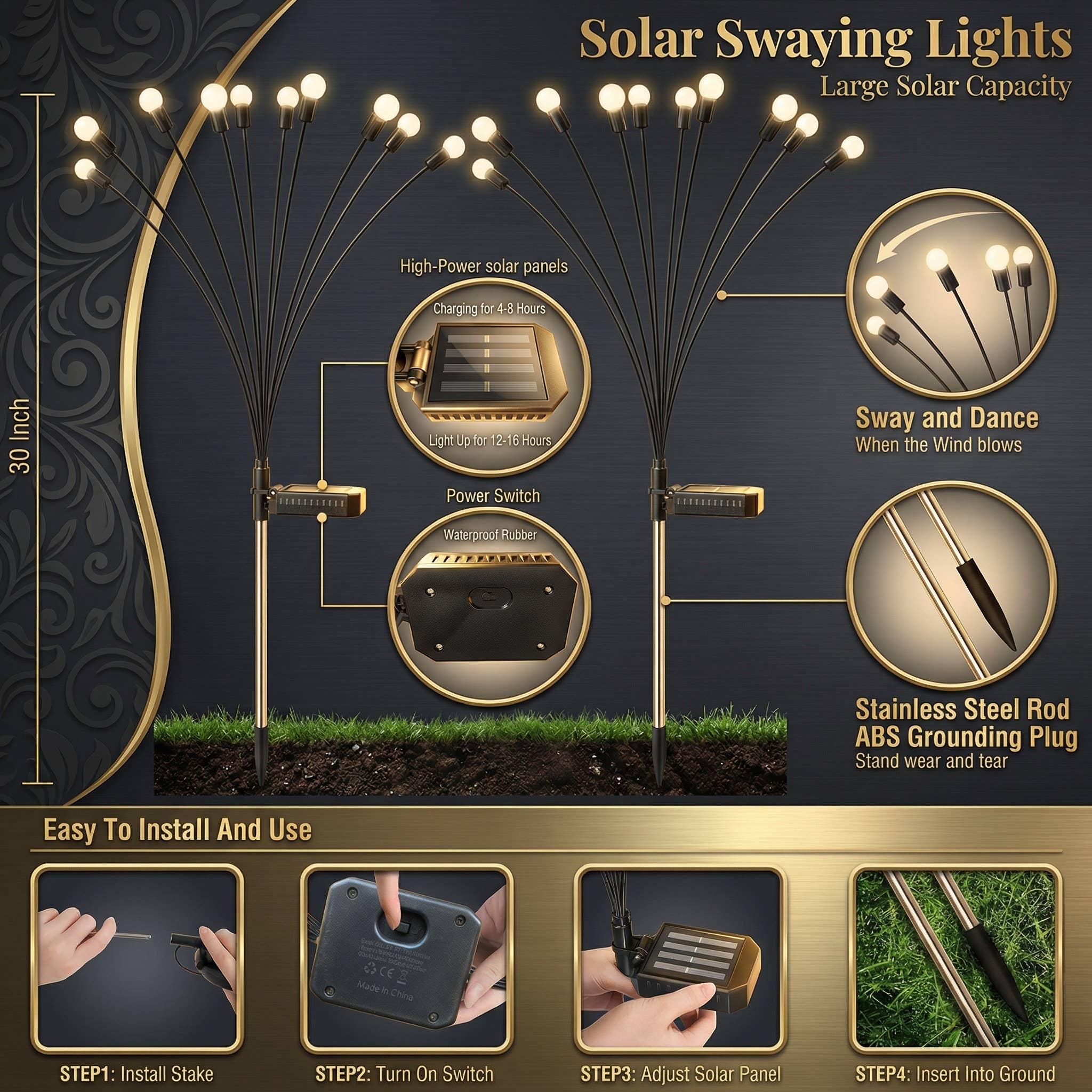 BRECK + FOX - Wholesale Outdoor/Lawn Light - Solar Swaying Garden Lights10