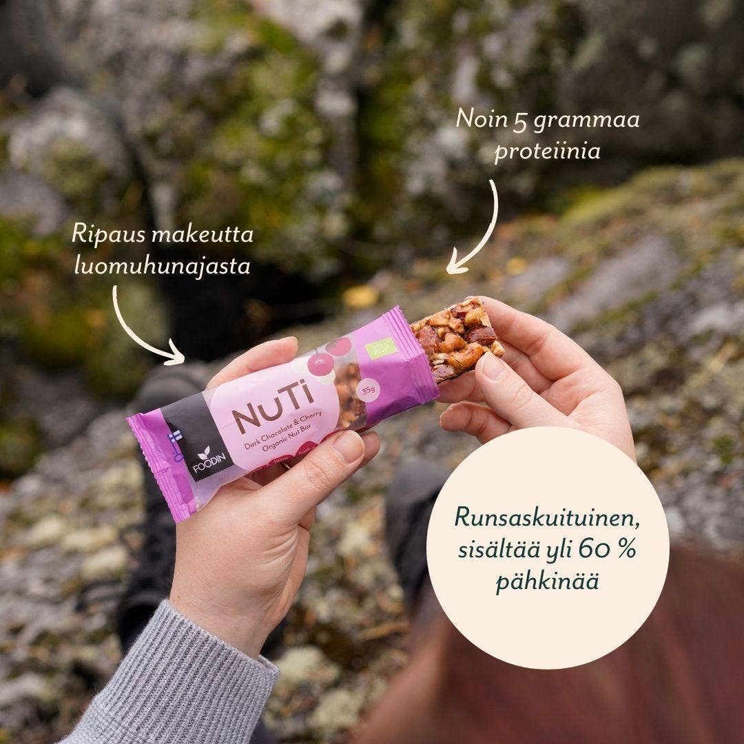Foodin - Wholesale Snack Bar - NUTI Dark Chocolate & Cherry organic 35 g1