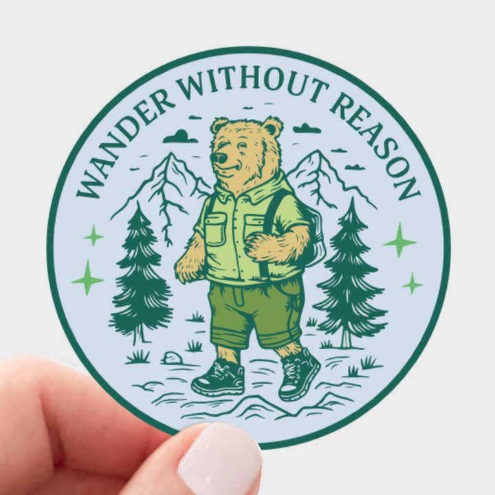 Wander Without Reason Sticker - nature, bear, hiking, hike for wholesale by Yarnival