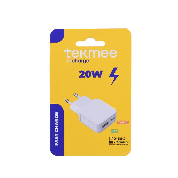 Tekmee – Großhandel Mobiles Ladegerät – Schlankes Wandladegerät 2 USB- & Typ-C-Anschlüsse - 20 W1