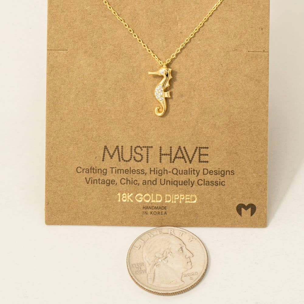 Fame Accessories - Wholesale Pendant/Charm Necklace - Mini Sea Horse Pendant Necklace2