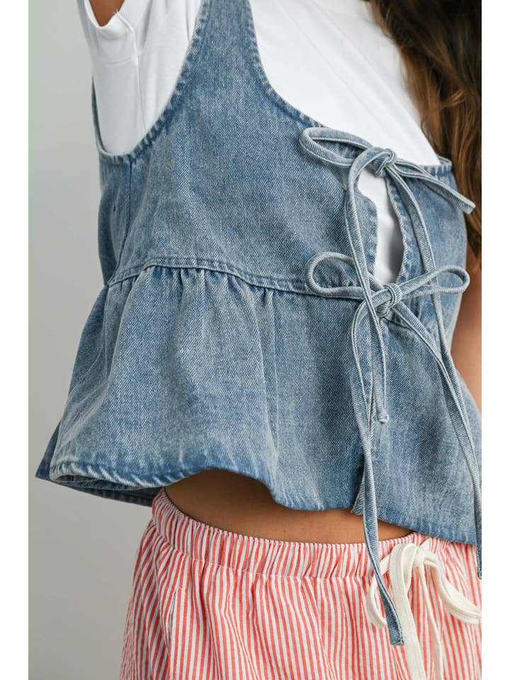 BUTTERMELON - Wholesale Camisole - Women's - Ruffled Hem Tie-Front Tank Top - BMT774413