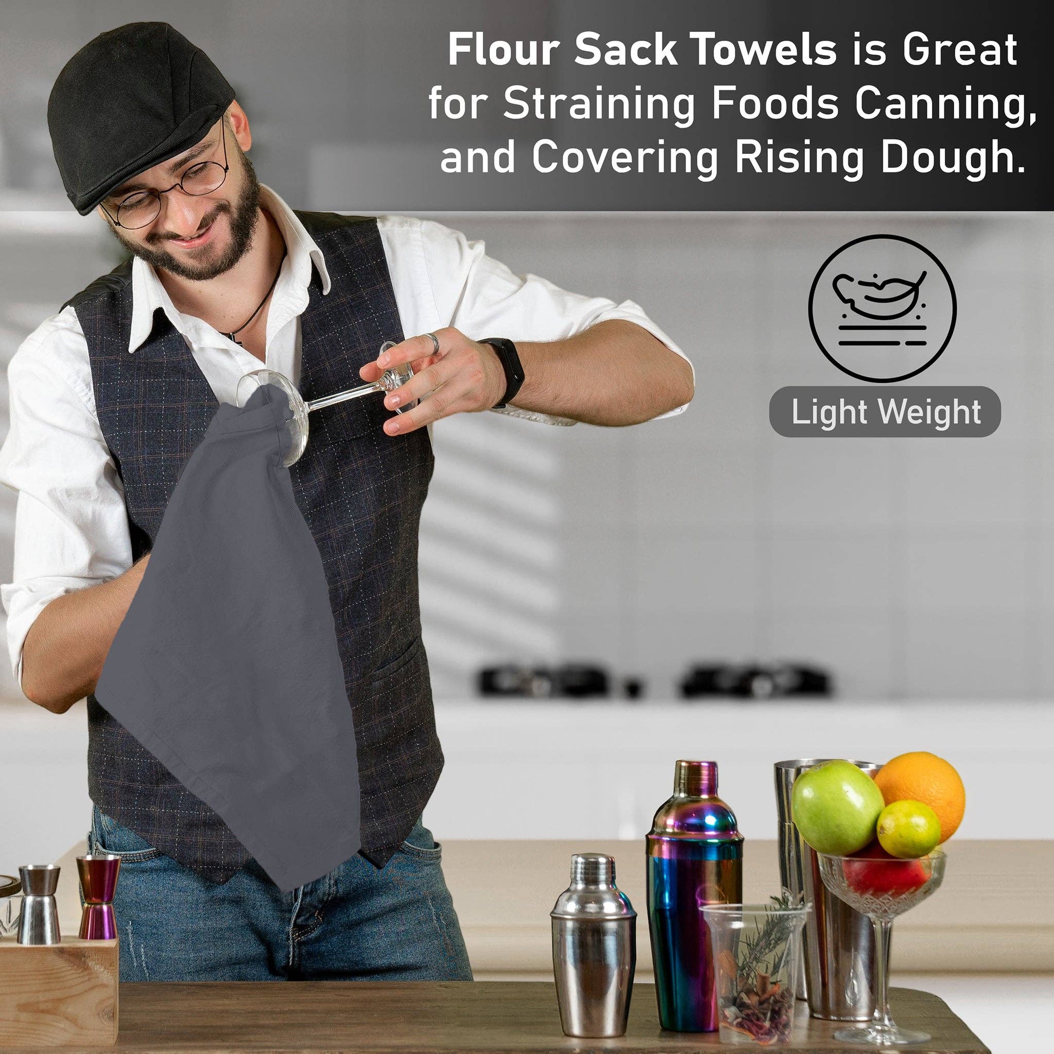 Ruvanti - Wholesale Tea Towel - 12-Pack Flour Sack Dish Towels, 100% Cotton, 28x28 Inches12