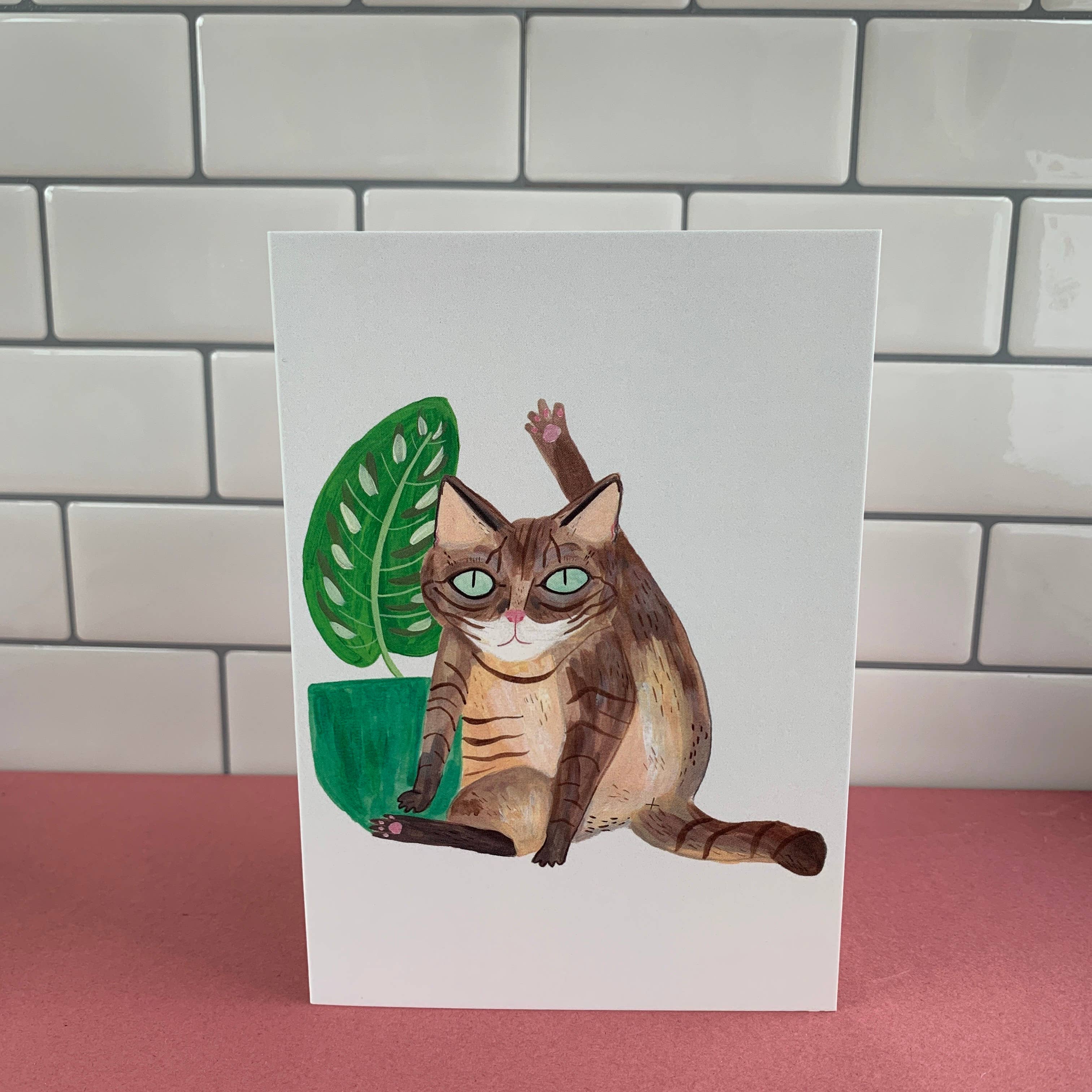 Fernandes Makes - Vente Carte de vœux classique - Carte de vœux amusante au format A6 Cat Licking1