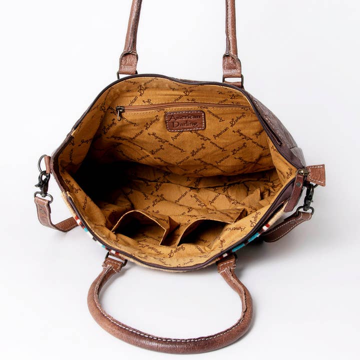 LS Western - Wholesale Tote Bag - Women's - ADBG1005 American Darling Handwoven Saddle Blanket Tote Bag Genuine Leather Trim20