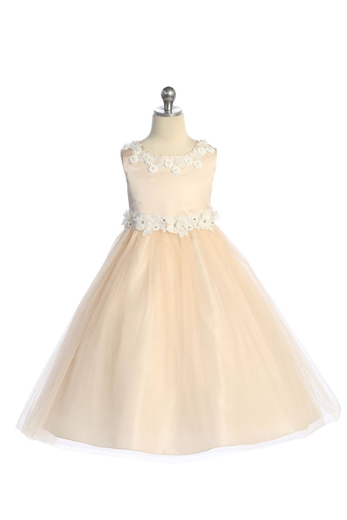 Kid's Dream - Wholesale Dress - Kids - Luxurious Princess Ballgown Girls Dress with Floral Trim0