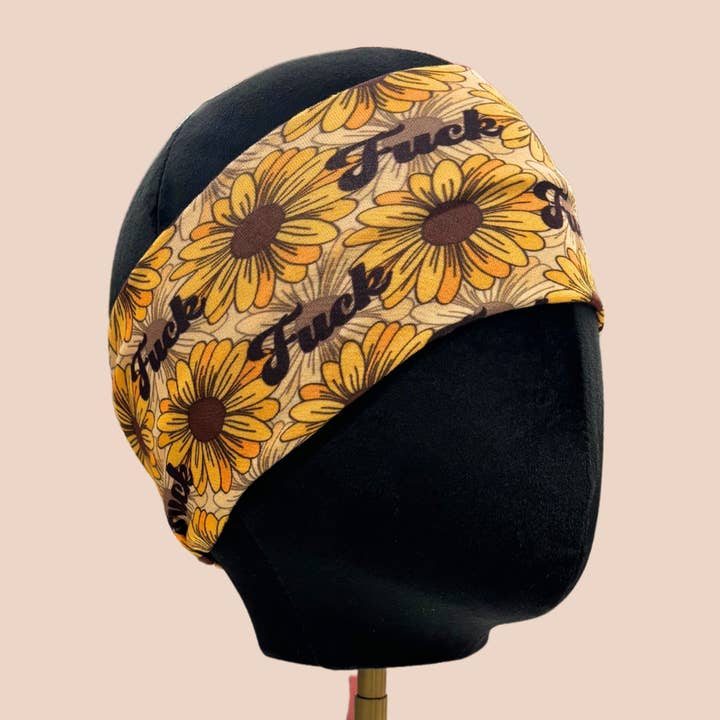 Fucking Sunflowers Stretch Headband for wholesale by The Sassy Olive Handmade Headbands