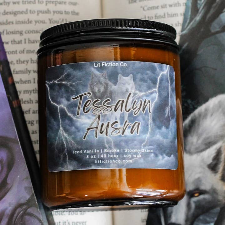 Tessalyn Ausra Candle | Legacy Series Book Candle for wholesale by Lit Fiction Co.