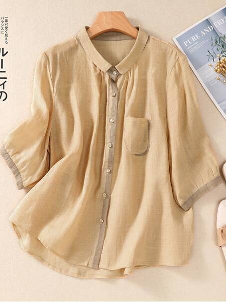 Whisper Mint - Wholesale Blouse - Women's - Color-block women's shirt slimming blouse