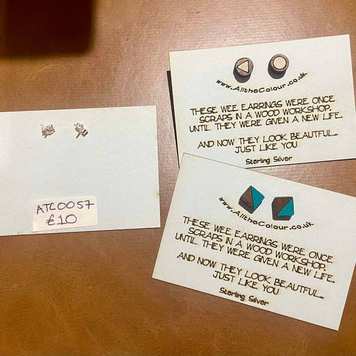 Boucles d'oreilles recyclées | Fait main | Bois & Argent sterling pour la vente par All the Colour