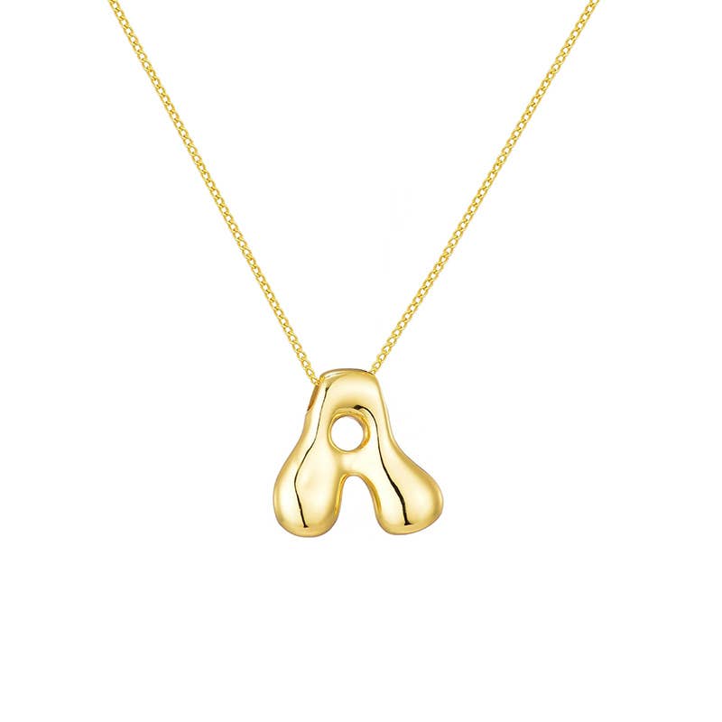 AMORINO SRL - Wholesale Pendant/Charm Necklace - LARGE BUBBLE INITIAL NECKLACE - JN24512B89GOLD0