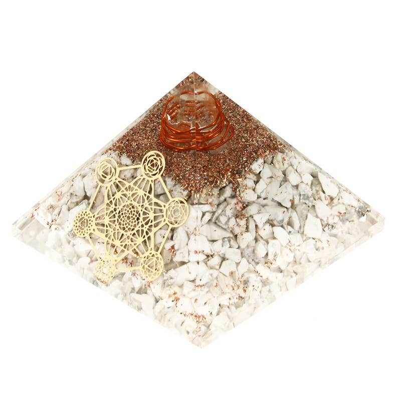 Artisans de Madagascar - Wholesale Spiritual Stone/Crystal - Metatron Orgonite Howlite Pyramid 7.5 cm1