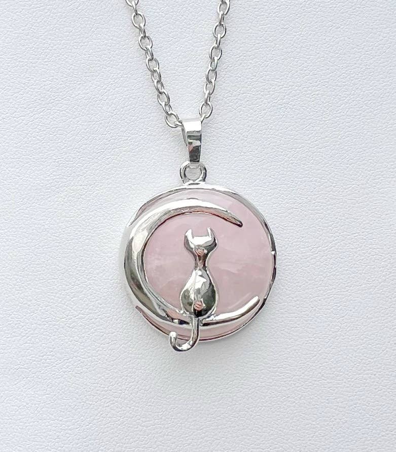 GSZ corporation DBA Gabriella's Gifts - Wholesale Pendant/Charm Necklace - Cat & Moon Amethyst Rose Quartz Onyx Necklaces Healing Reiki1