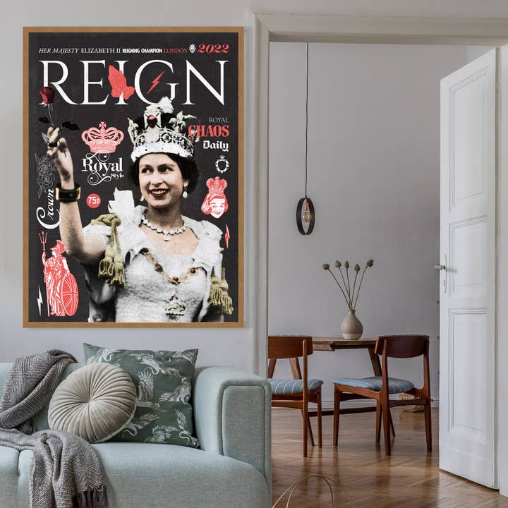 Ink & Drop - Wholesale Art Print - Reign Queen Elizabeth Platinum Jubilee Magazine Cover Dark