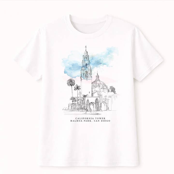 Balboa Park California Tower T-Shirt – San Diego Museum Landmark Apparel – Architectural Art Tee – Cultural Gift Shop Souvenir for wholesale by ArteCart
