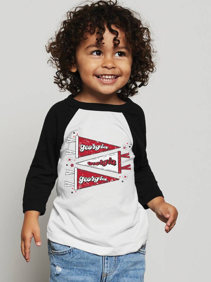 Georgia Pennant Youth Three Quarter Sleeve Tee for wholesale by Uncommon Label