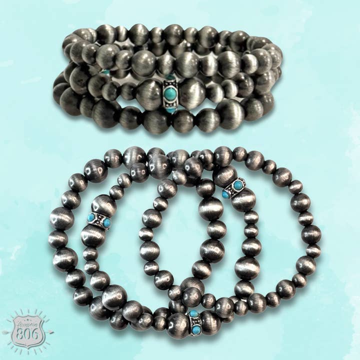 Western burnished bead bracelet set for wholesale by Pink Panache Brands