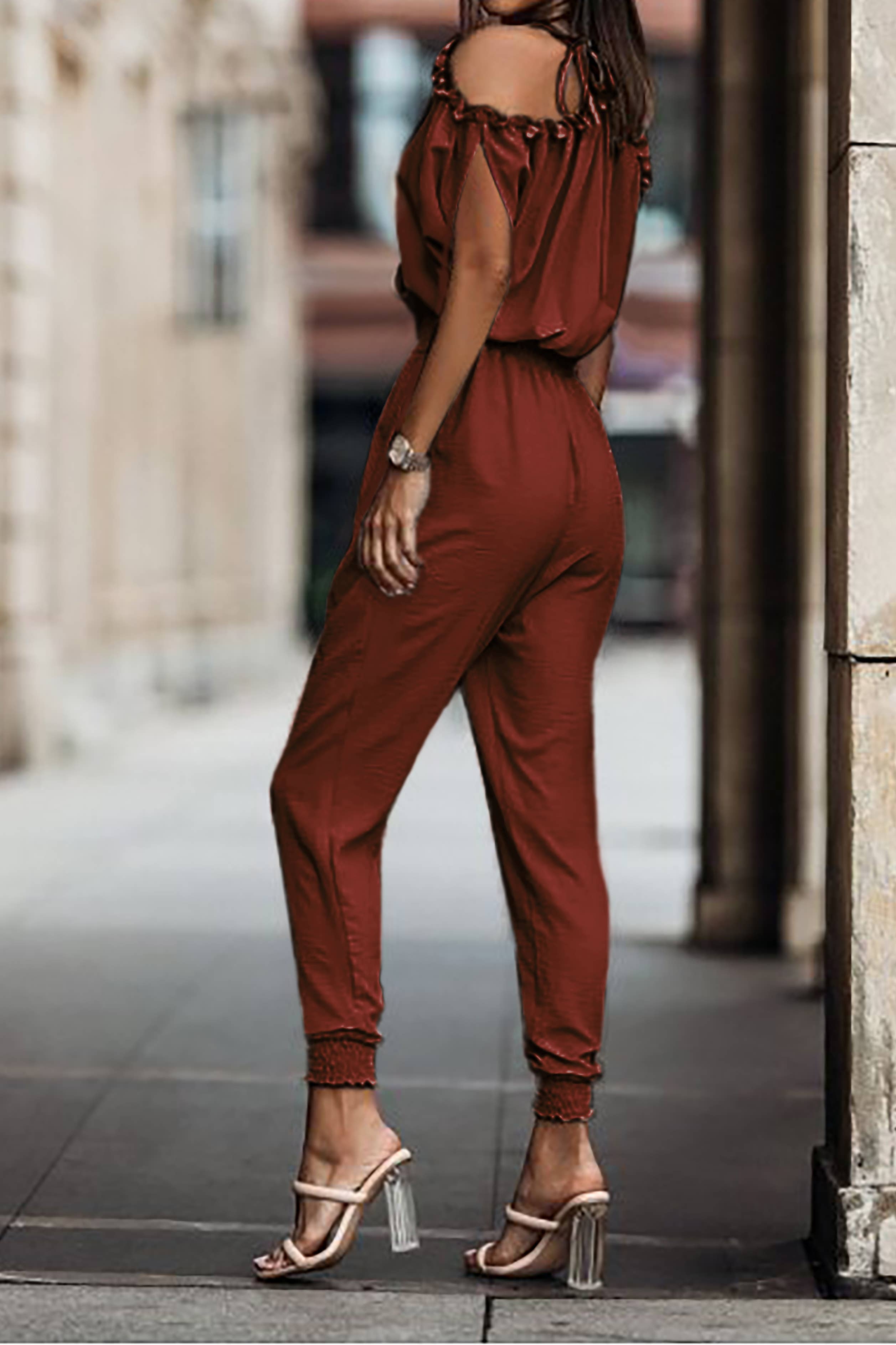 eLook – Großhandel Jumpsuit – Damen – SZ1-J9004 Schulterfreier Wickeloverall mit gesmokter Schulterpartie25