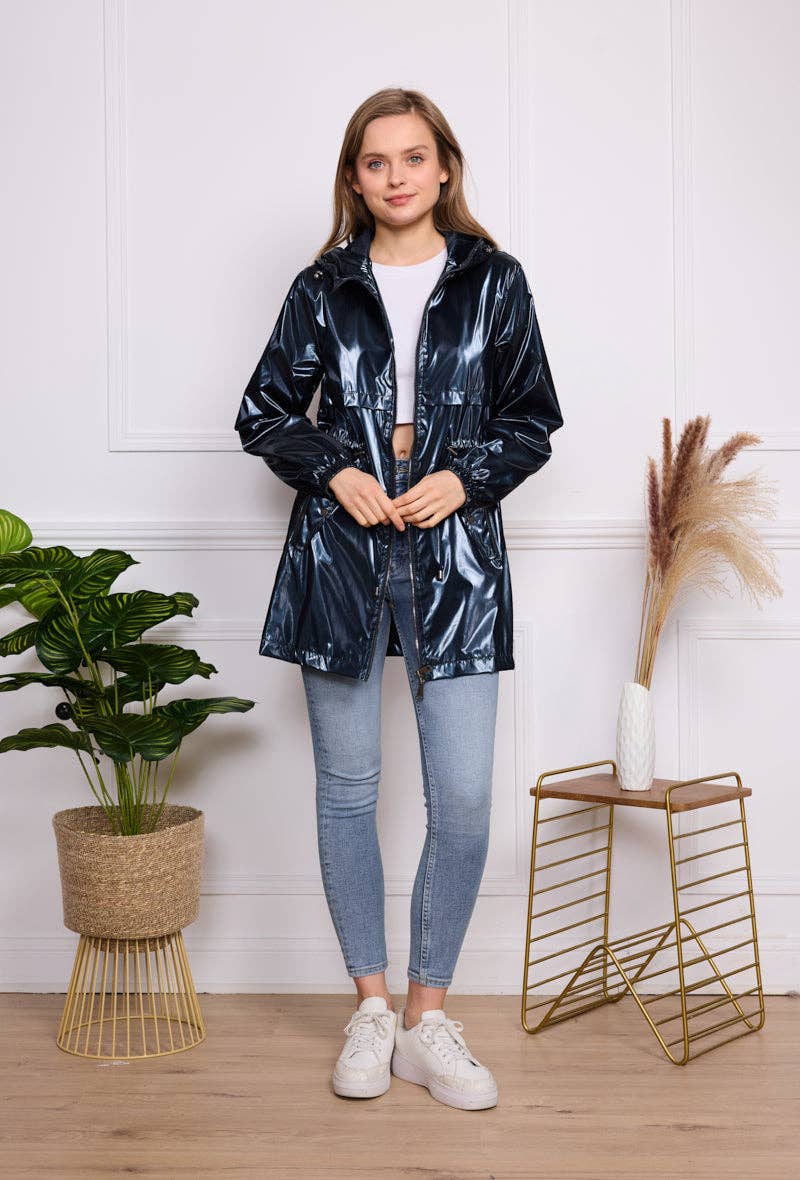 SOFTY - Wholesale Raincoat - Women's - Iridescent effect drawstring waterproof jacket S56038