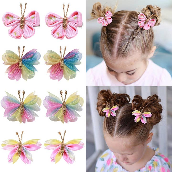 Sheer Gradient Butterfly Hair Clip Set for Girls_CWAHA6746 for wholesale by ACCITY