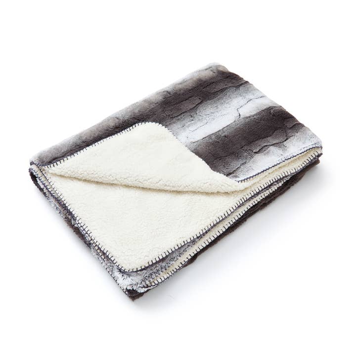 Duke Imports - Wholesale Throw Blanket - "Zephyr Grey" Faux Fur Plush Throw Blanket - 50"x70"5